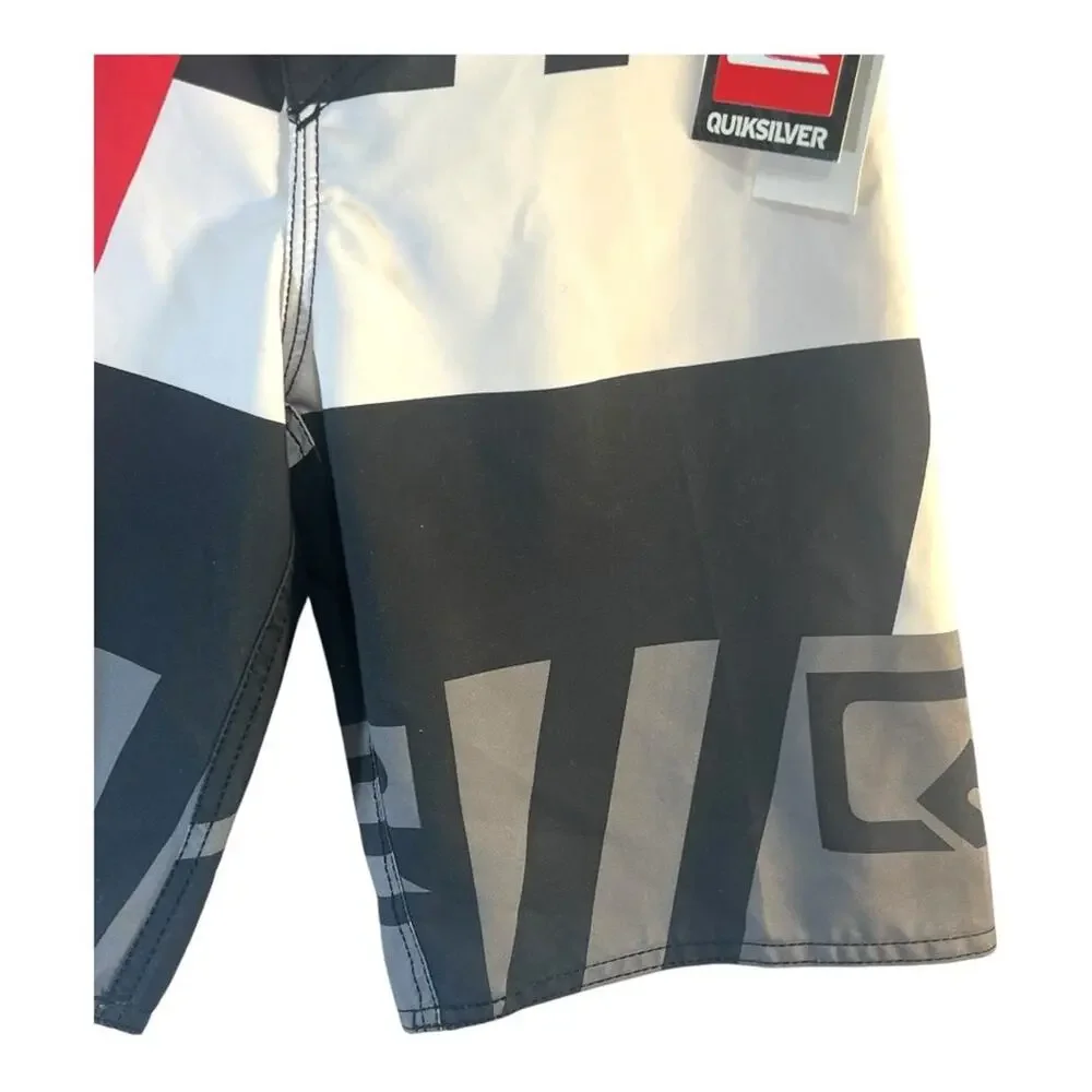 QUICKSILVER RETRO Graphic BOARDSHORTS Black and White and Red NEW WITH TAGS SZ 6